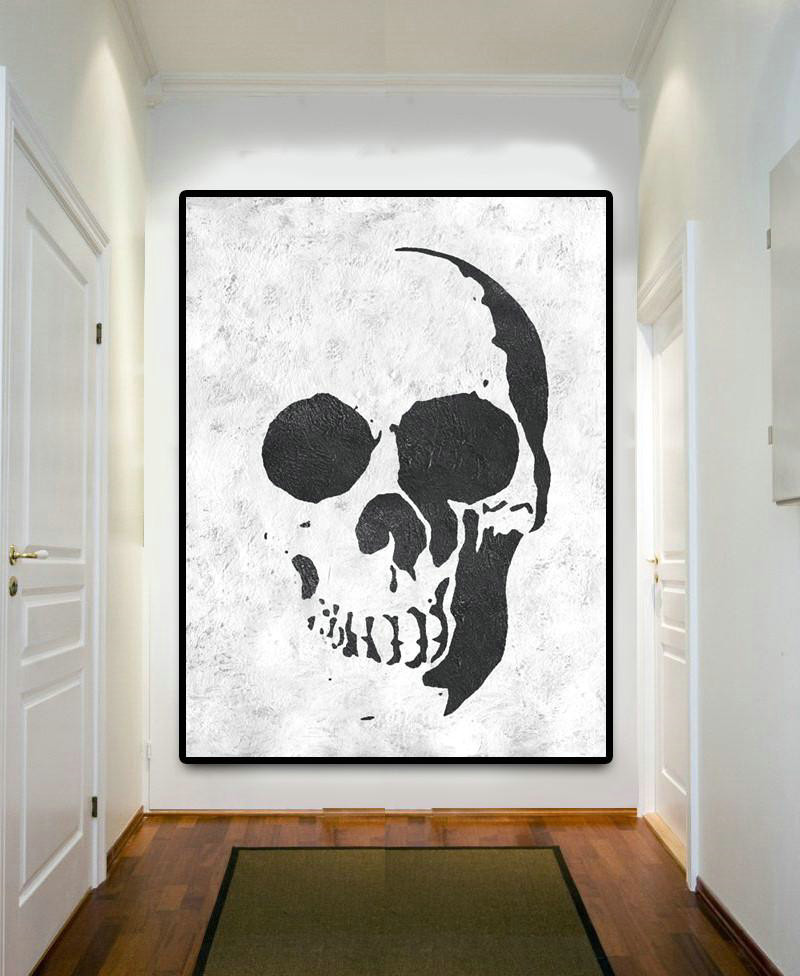 Hand Painted Extra Large Abstract Painting,Black And White Minimal Painting On Canvas - Large Wall Art Canvas